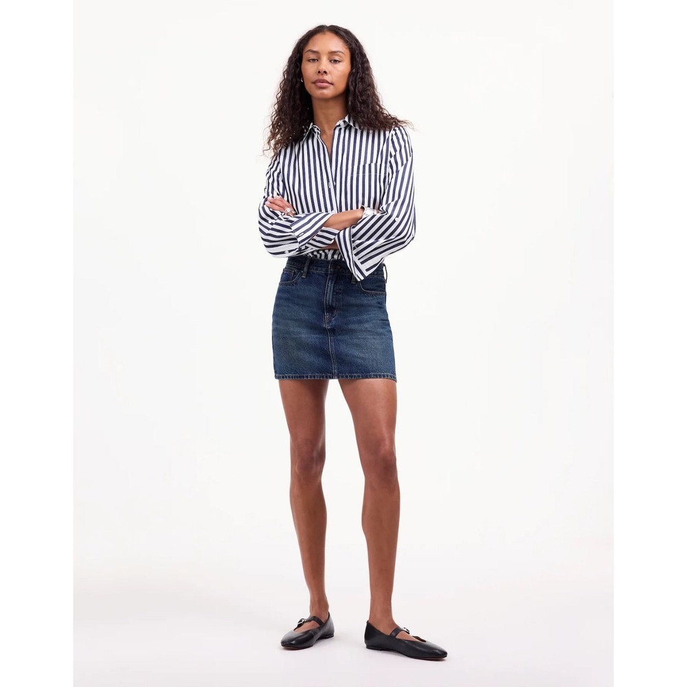 Madewell Black and White Striped Button Down Shirt